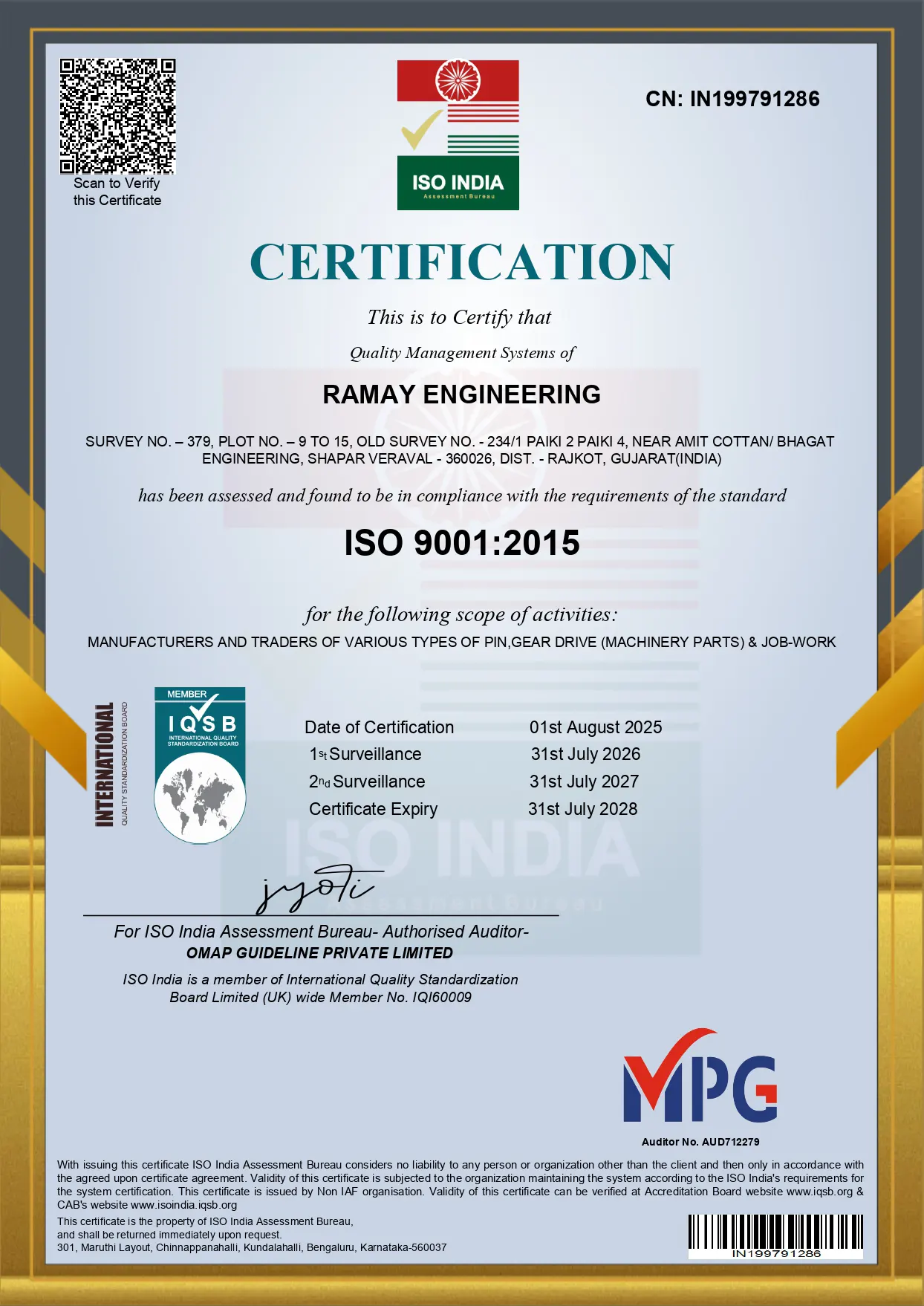 Ramay Engineering Certificate